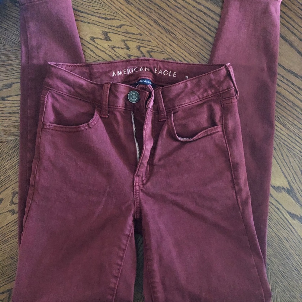 Burgundy skinny jeans